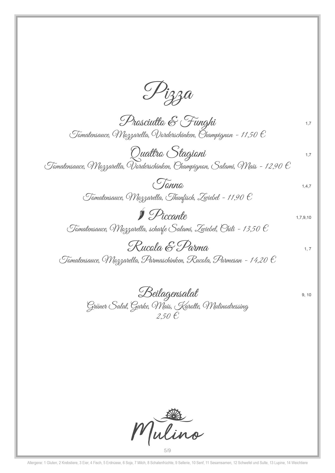 Mulino Speisekarte S5