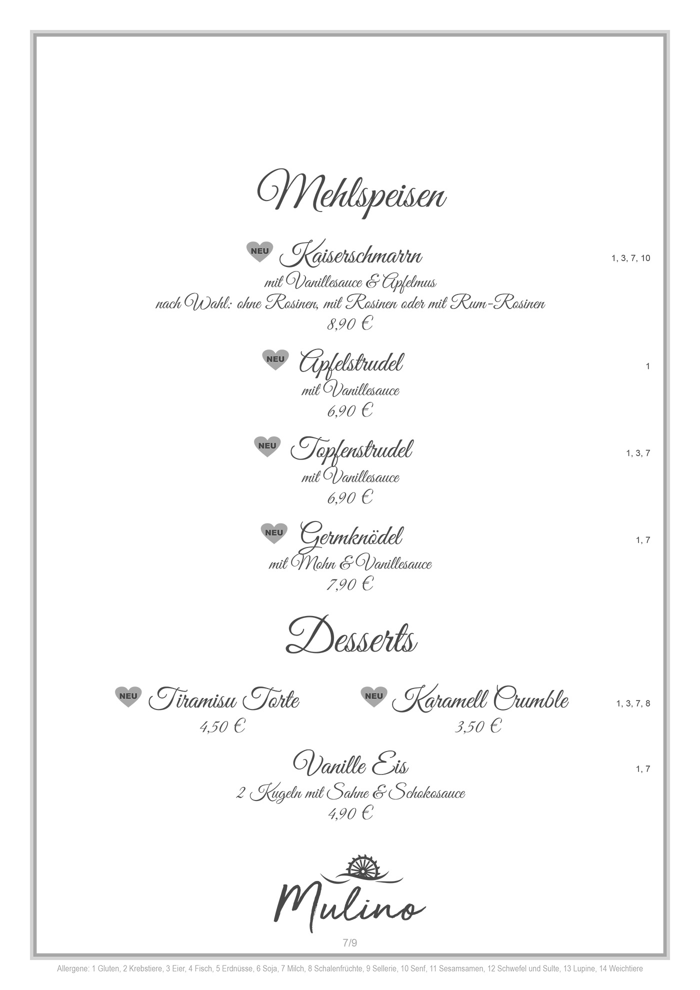 Mulino Speisekarte S7