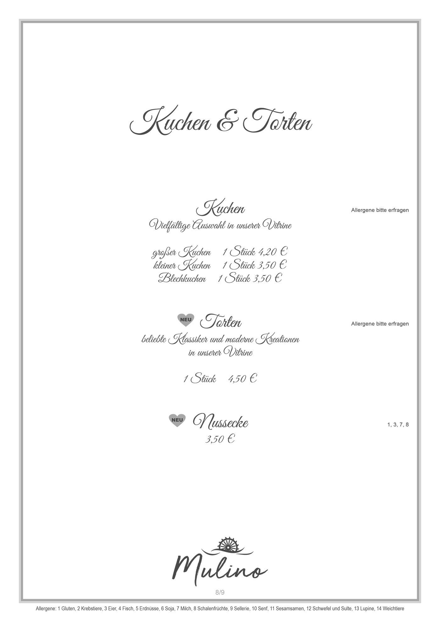 Mulino Speisekarte S8